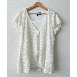 New Directions Cream Double Layer Blouse